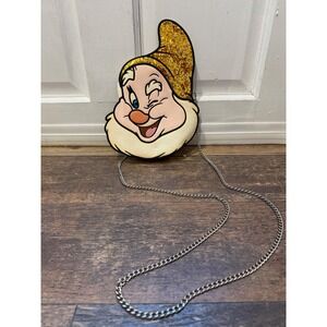 Danielle Nicole Disney Snow White Happy Dwarf Glitter Crossbody Bag Gold Silver